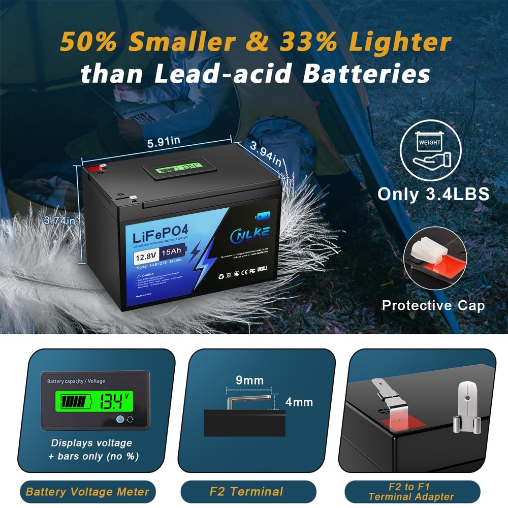 Deep Cycle 12.8V15Ah LiFePO4 Solar Energy Storage Battery