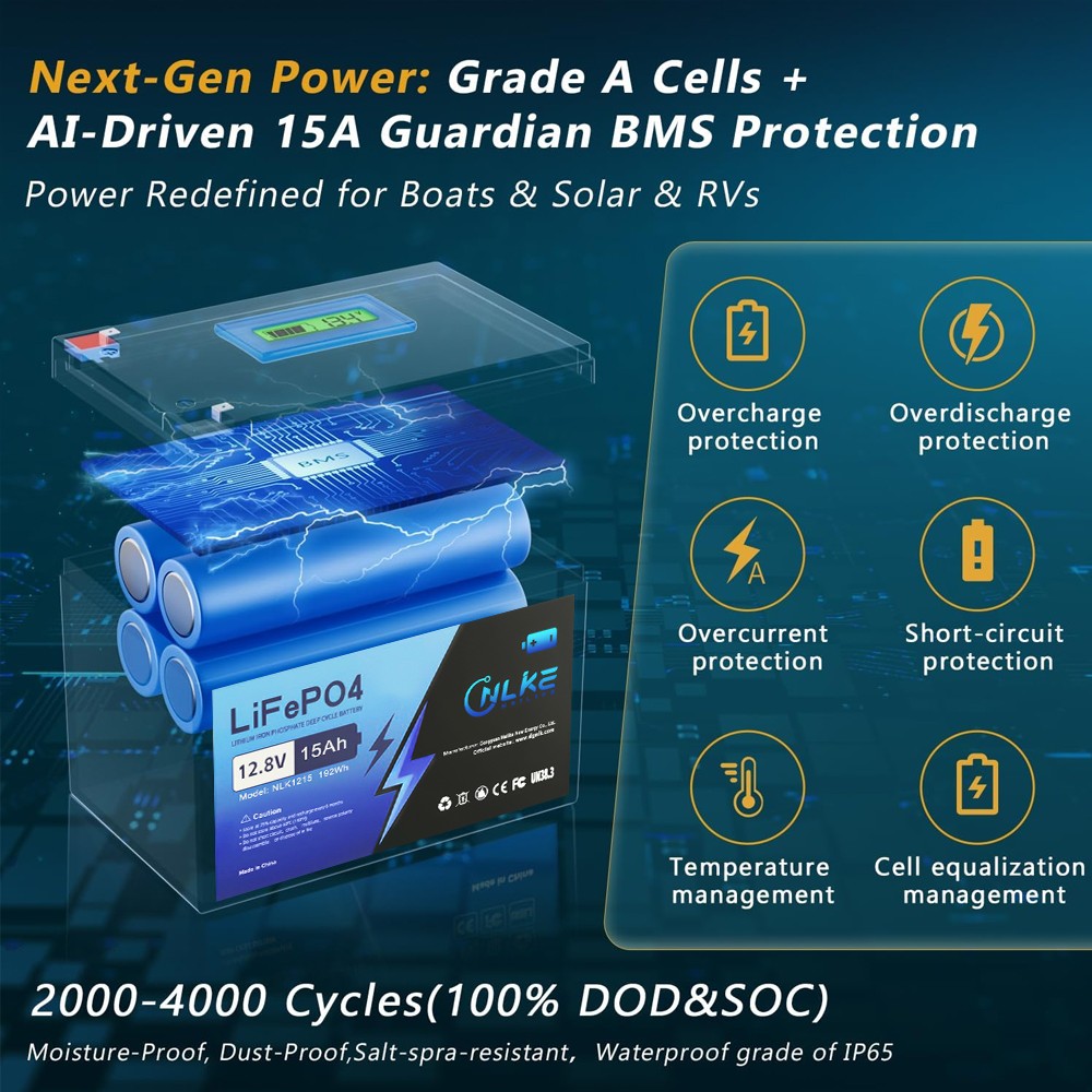 Deep Cycle 12.8V15Ah LiFePO4 Solar Energy Storage Battery